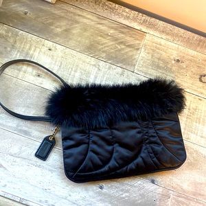 VINTAGE✨ Fur trimmed Coach Wristlet